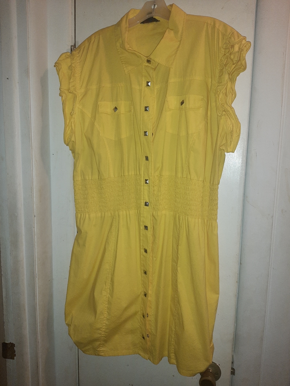 Dereon Yellow Women's Button-Front Shirt Dress